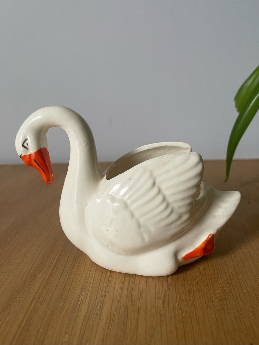 Vintage Midcentury Swan Ceramic Toothpick Match Holder Japan